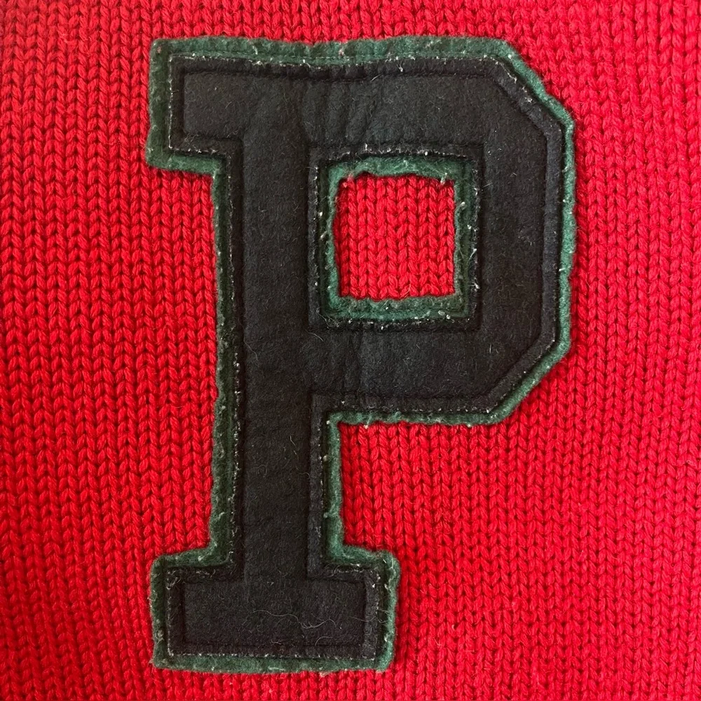 Polo Ralph Lauren Vintage Red 100% Wool Varsity P crewneck sweater, chunky knit - Picture 3 of 11
